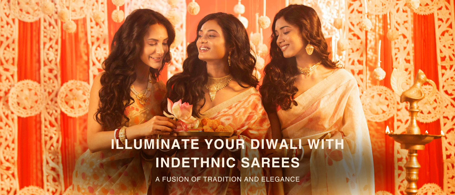 Illuminate Your Diwali with Indethnic Sarees: A Fusion of Tradition and Elegance