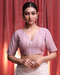 Indethnic Purple Work  Wear V-Neck Short Sleeves Blouse(DESIGNER  SAREE BLOUSE)