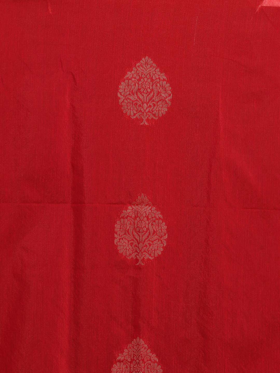 Red Pochampally Kora Silk by Cotton Saree