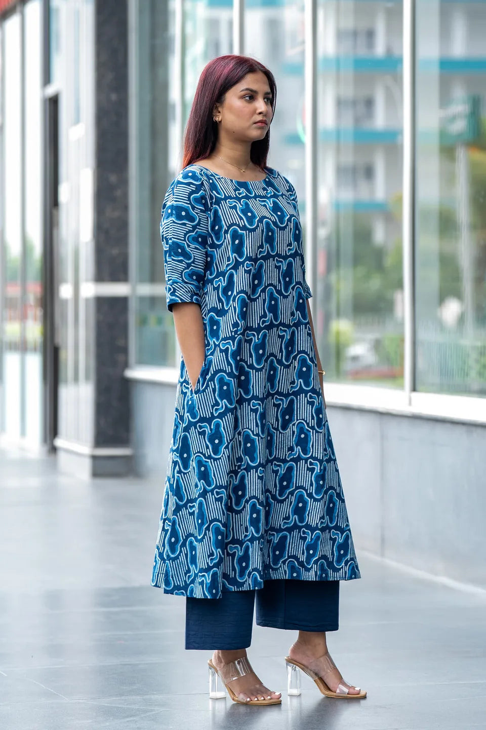 Indigo Drift — Dabu Block Print Straight Cotton Kurta