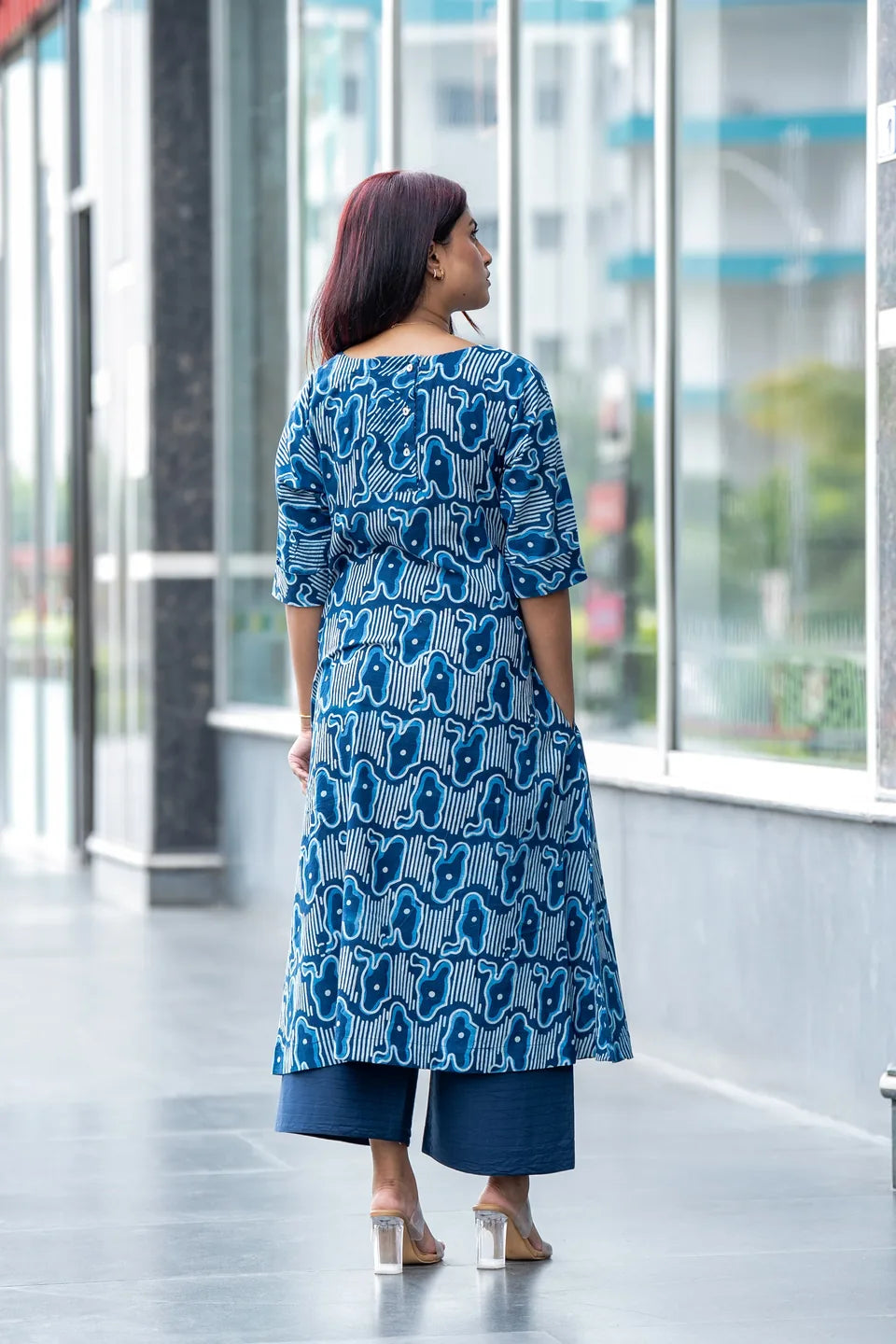Indigo Drift — Dabu Block Print Straight Cotton Kurta