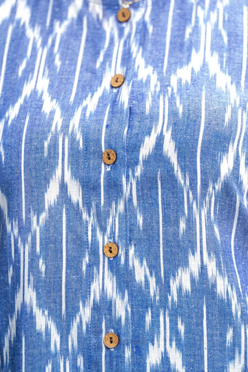 Cornflower Ikat — Blue Ikat Cotton Top & Pant Co-ord Set