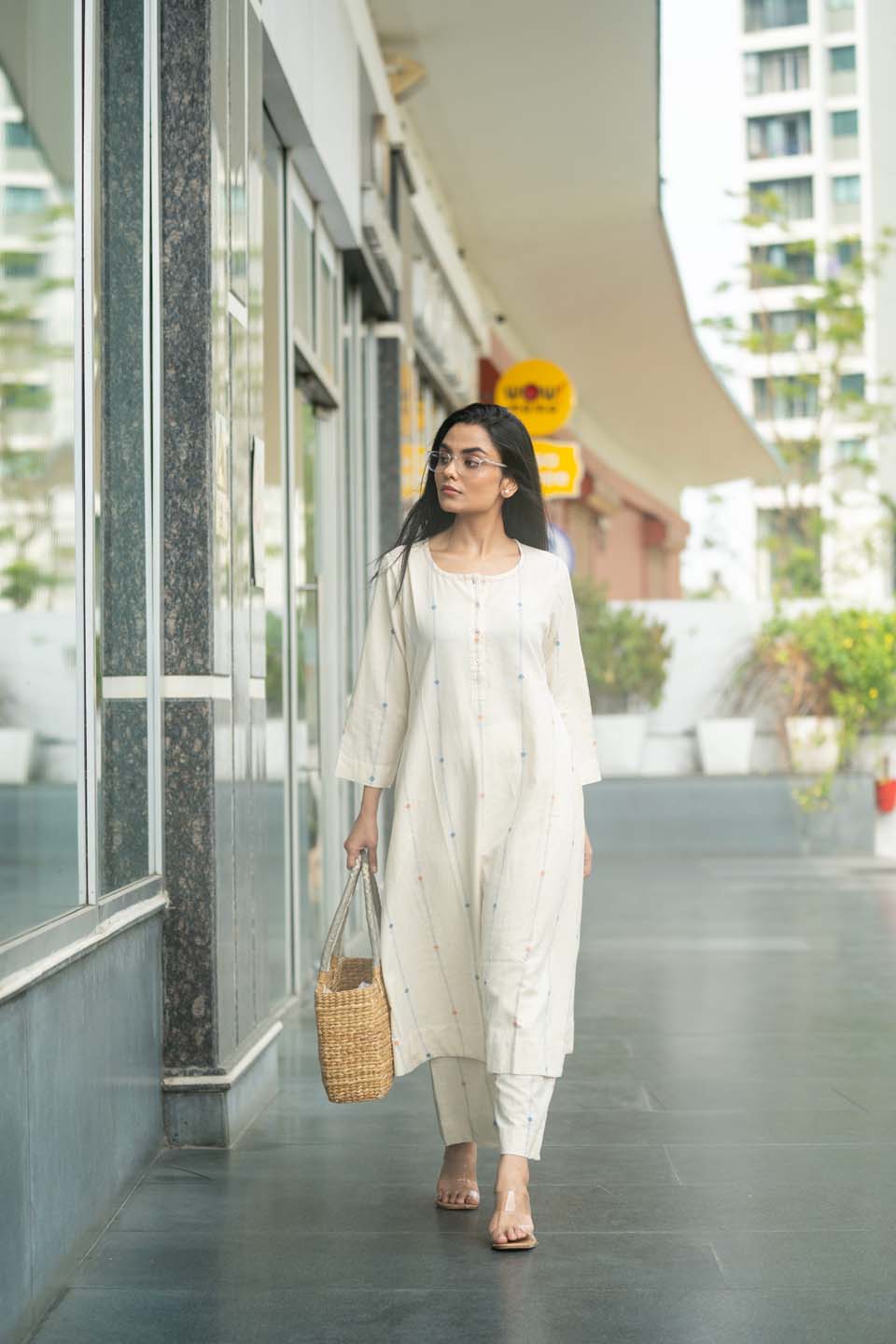 Pearl Confetti — Handloom Cotton Anarkali Coord Set