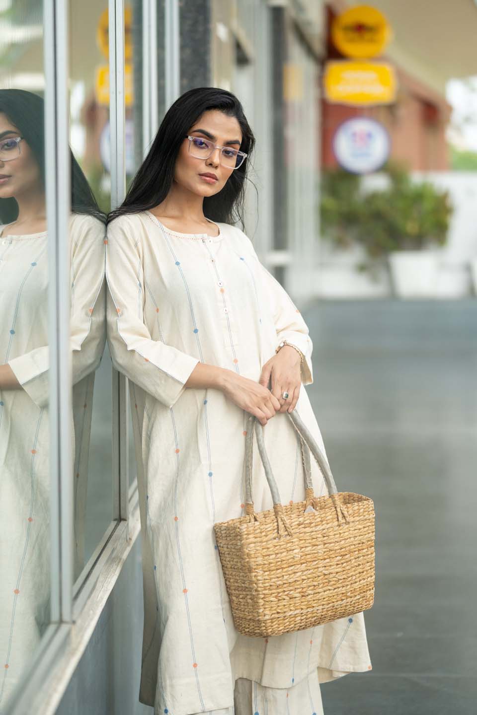 Pearl Confetti — Handloom Cotton Anarkali Coord Set