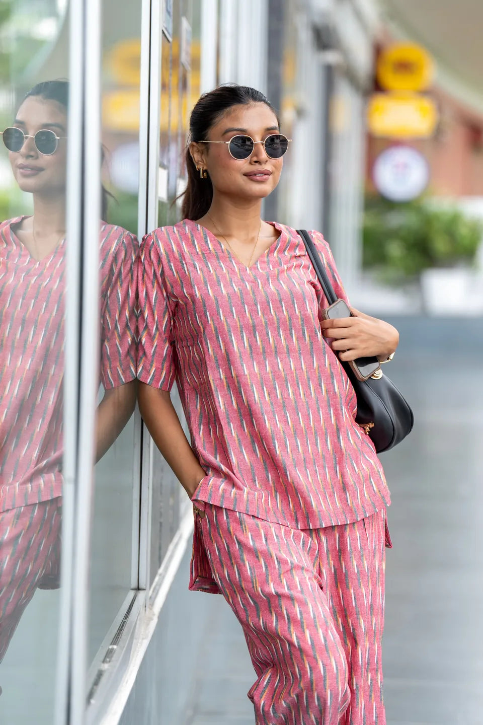 Coral Reed — Coral Ikat Cotton Top & Pant Co-ord Set