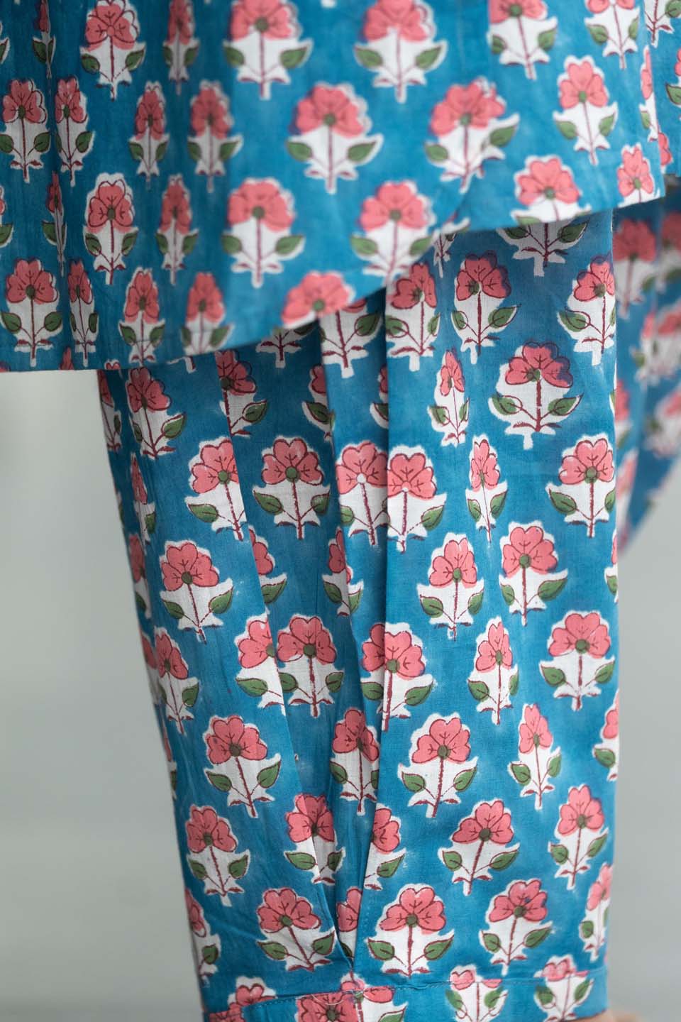 Teal Bloom — Hand Block Print Cotton Coord Set
