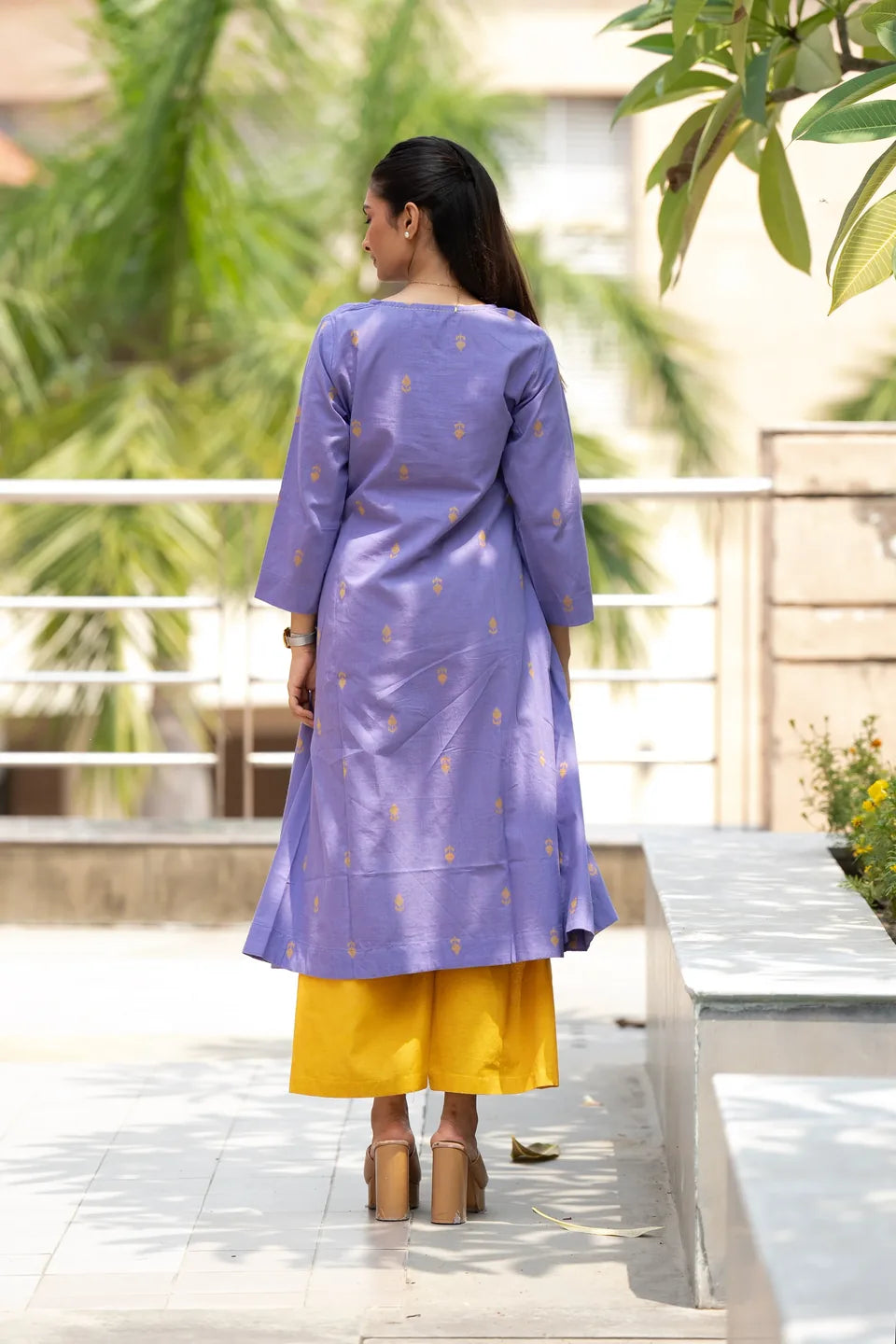 Amethyst Kalga — Gold Buti Cotton Kurta & Palazzo Set