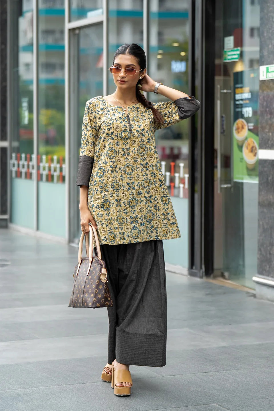 Sandstone Jaal — Jaal Block Print Cotton Tunic & Palazzo Set