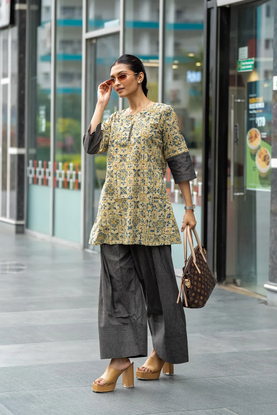 Sandstone Jaal — Jaal Block Print Cotton Tunic & Palazzo Set