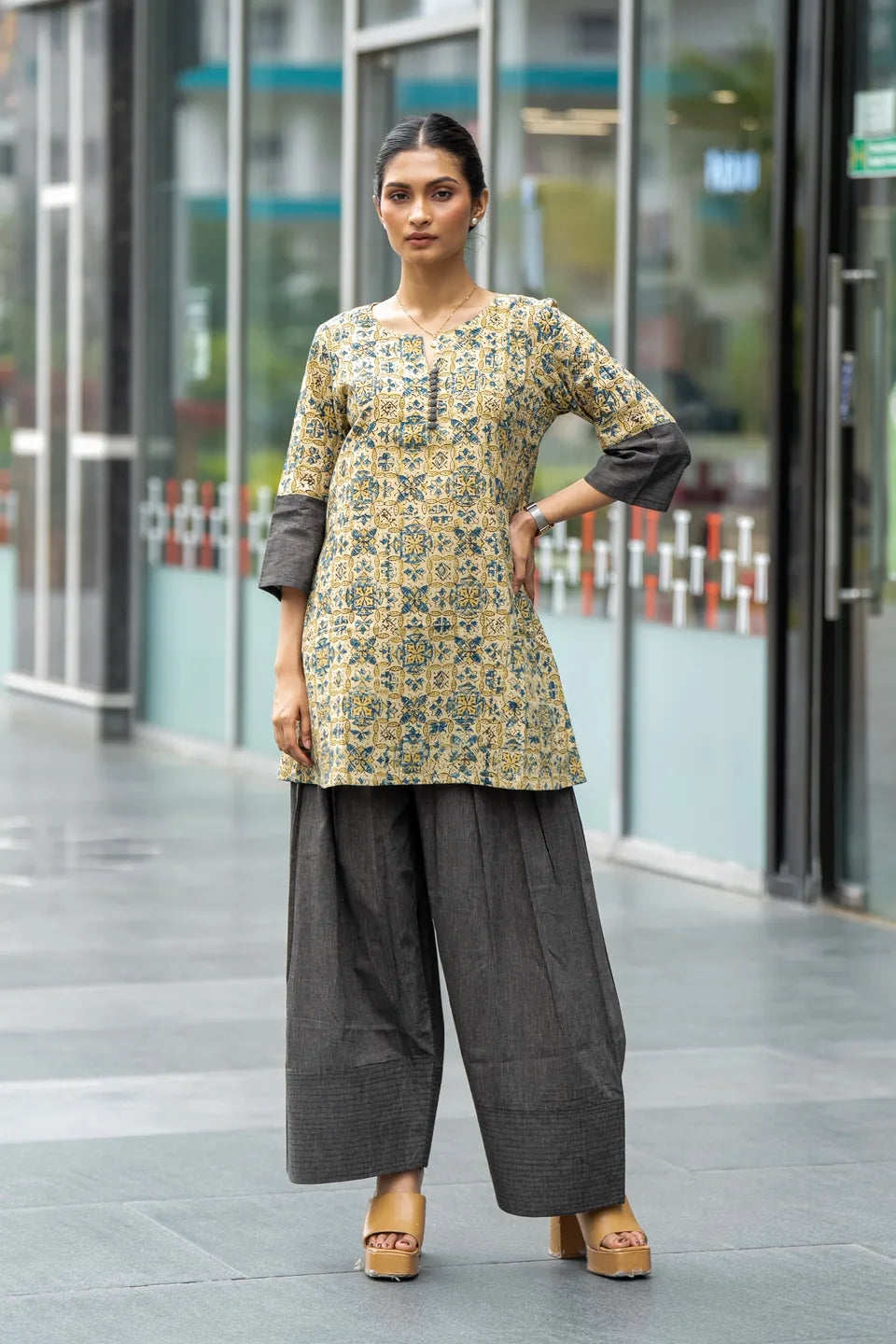 Sandstone Jaal — Jaal Block Print Cotton Tunic & Palazzo Set