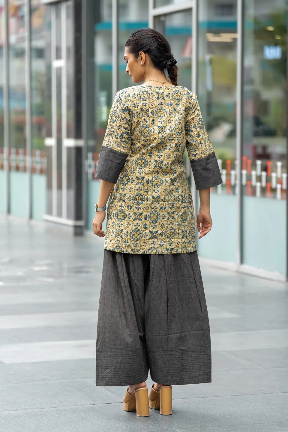 Sandstone Jaal — Jaal Block Print Cotton Tunic & Palazzo Set