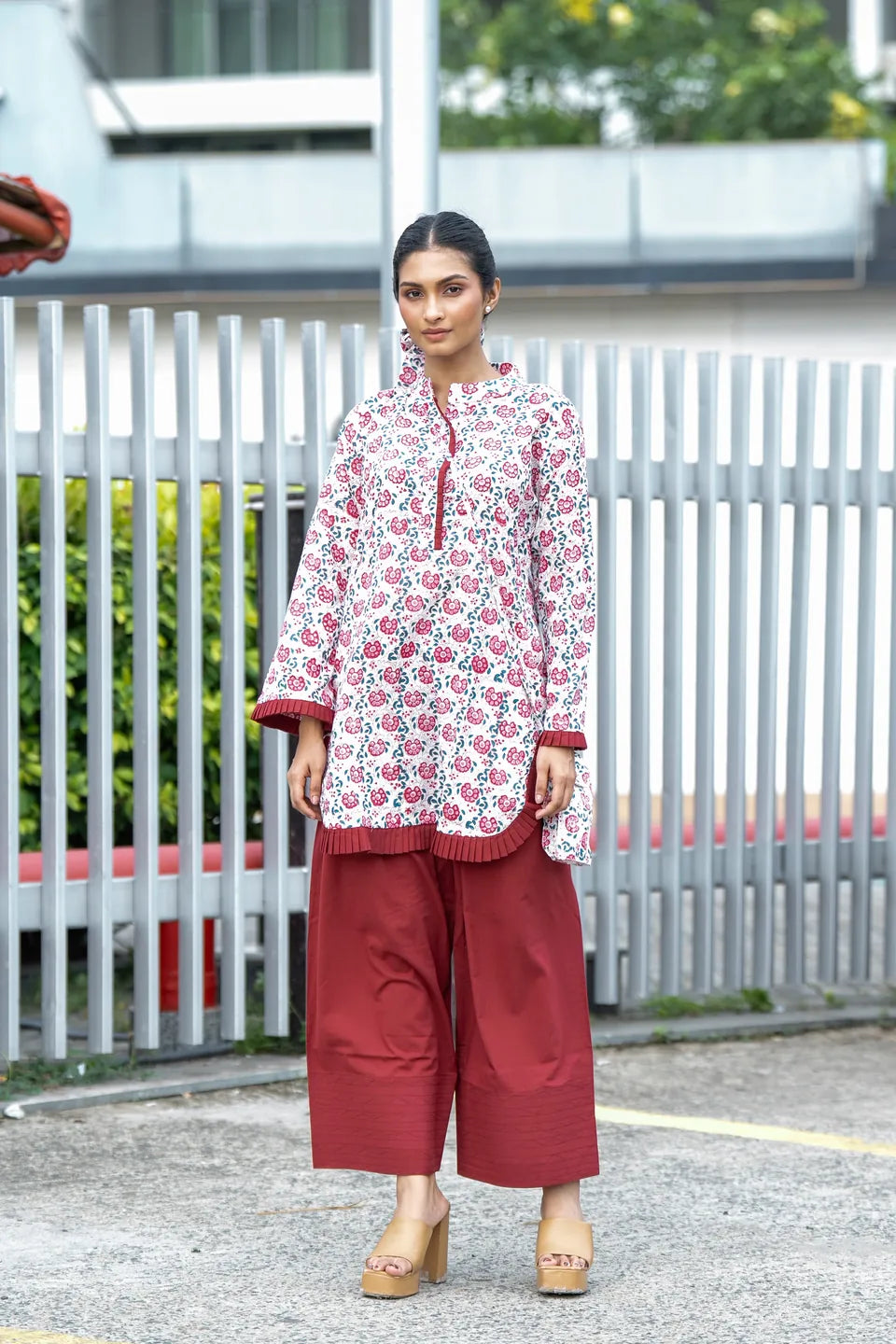 Rose Vine — Rose Block Print Cotton Tunic & Palazzo Set