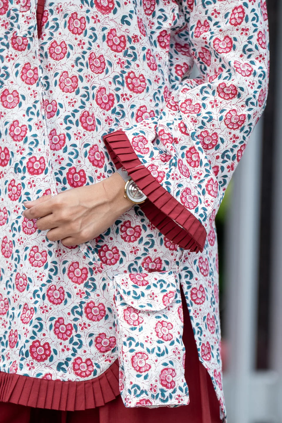 Rose Vine — Rose Block Print Cotton Tunic & Palazzo Set