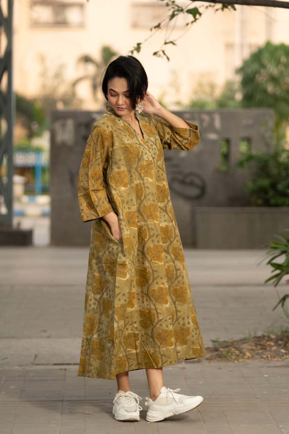 Amber Grove — Ajrakh Block Print Cotton Maxi Kaftan Dress
