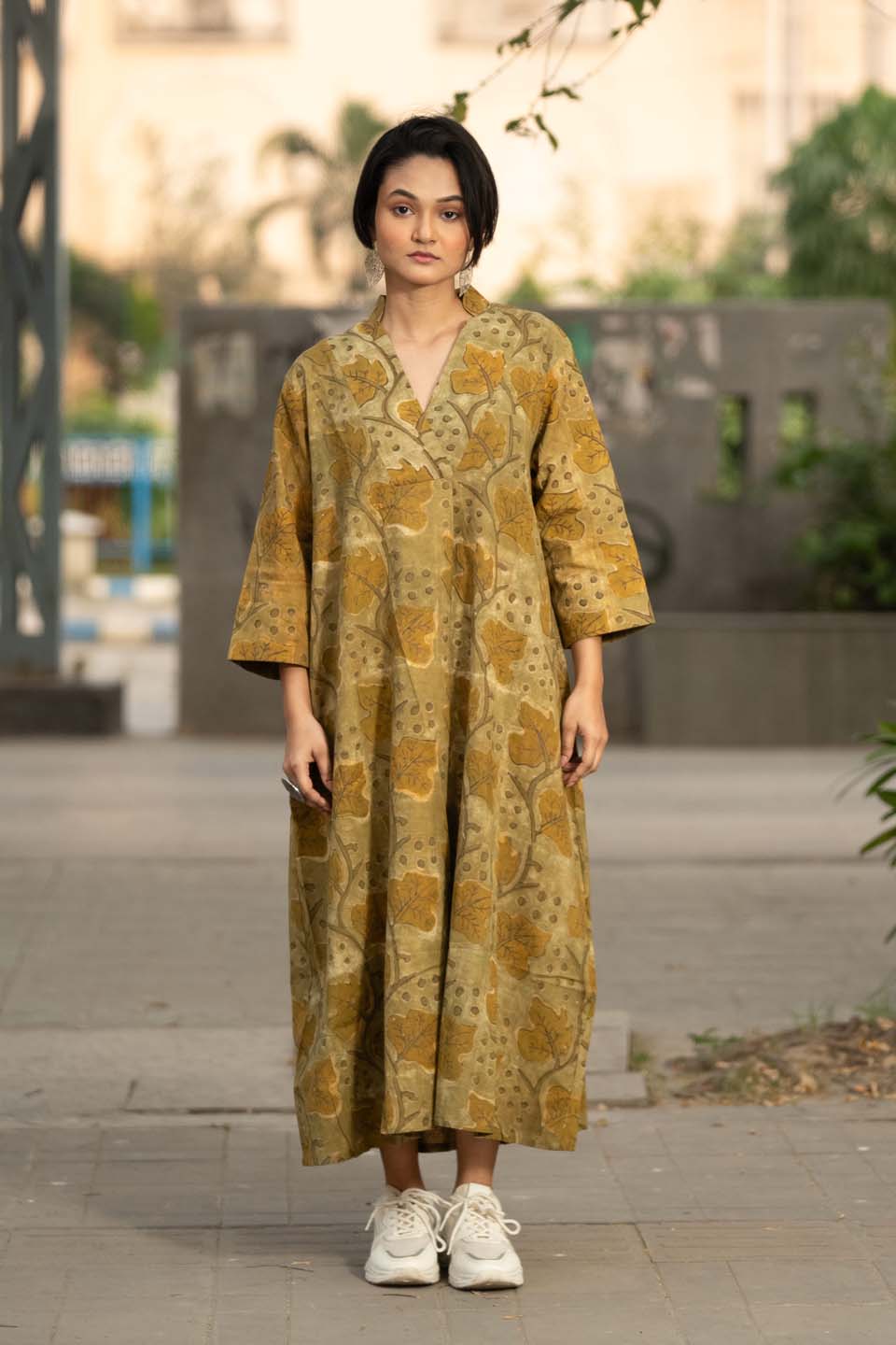 Amber Grove — Ajrakh Block Print Cotton Maxi Kaftan Dress