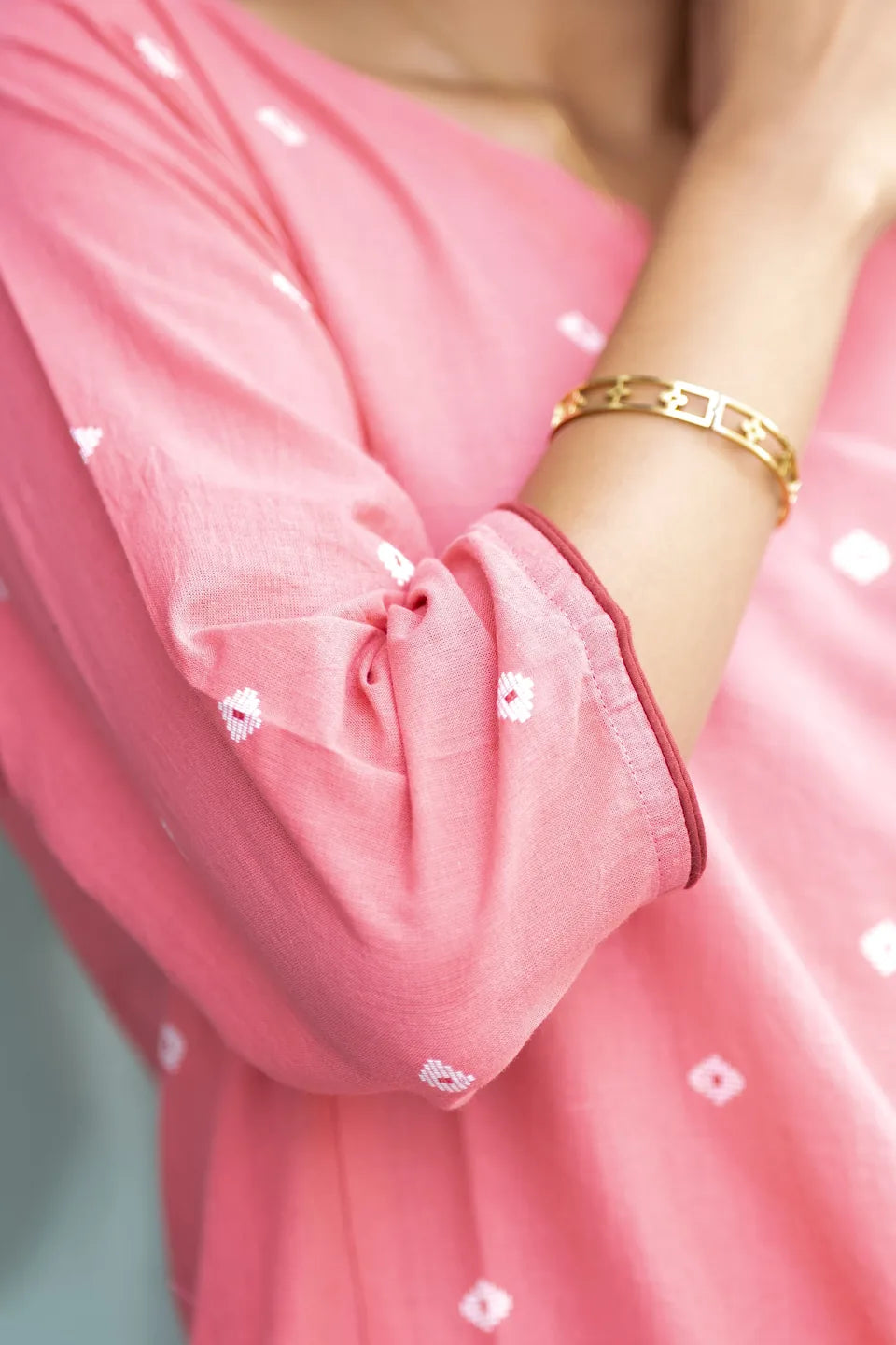 Coral Buti — Woven Dot Buti Cotton Co-ord Set