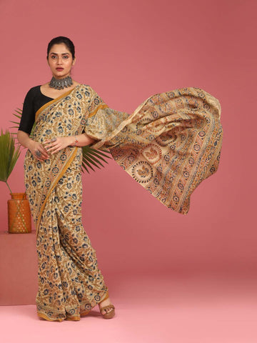 CREATIVE BLOCK (KALAMKARI 100% PURE COTTON SAREE)