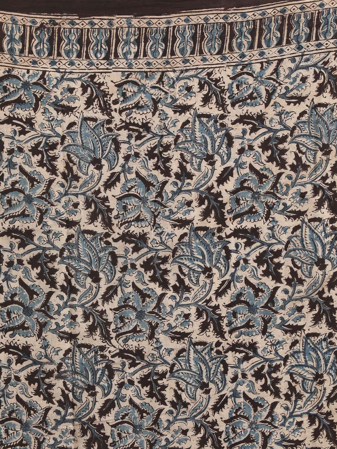 Indethnic Kalamkari Handblock Mulmul Cotton Saree - Saree Detail View