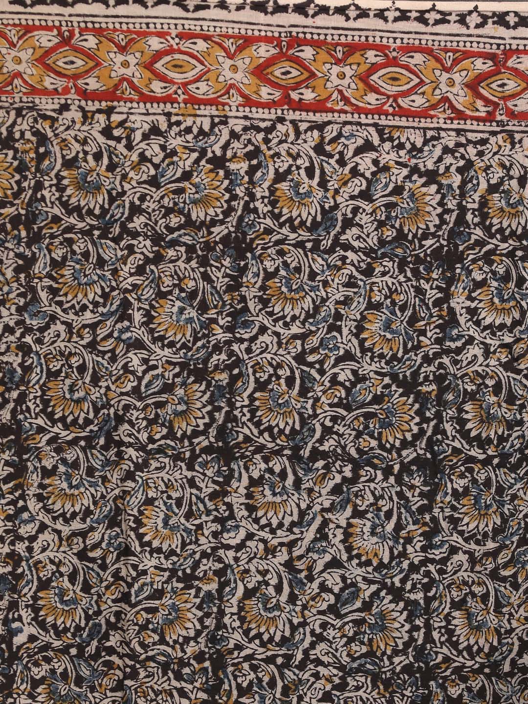 Indethnic Kalamkari Handblock Mulmul Cotton Saree - Saree Detail View
