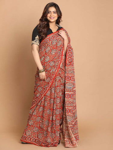 Kalamkari Handblock Mulmul Cotton Saree