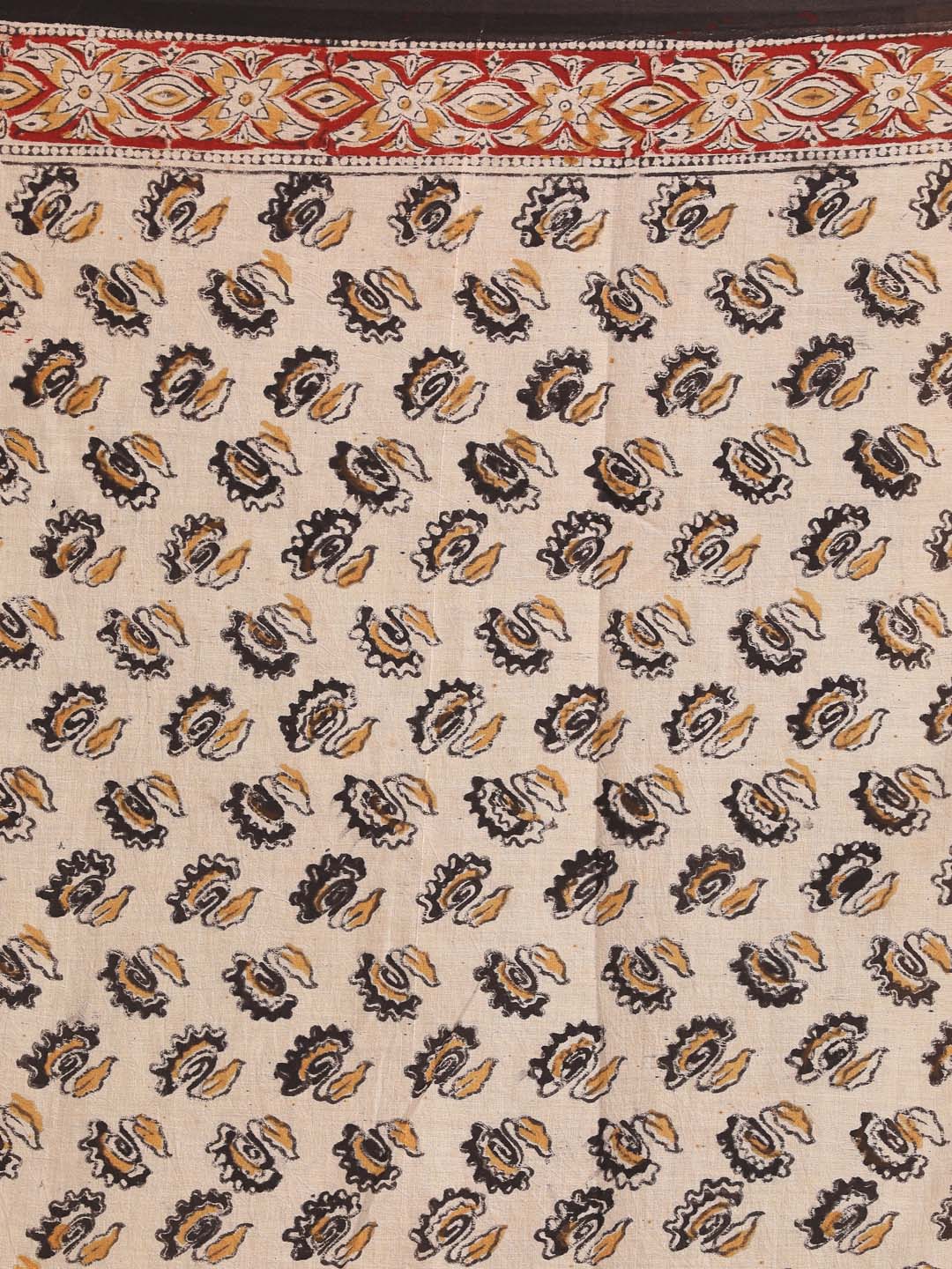 Indethnic Kalamkari Handblock Mulmul Cotton Saree - Saree Detail View