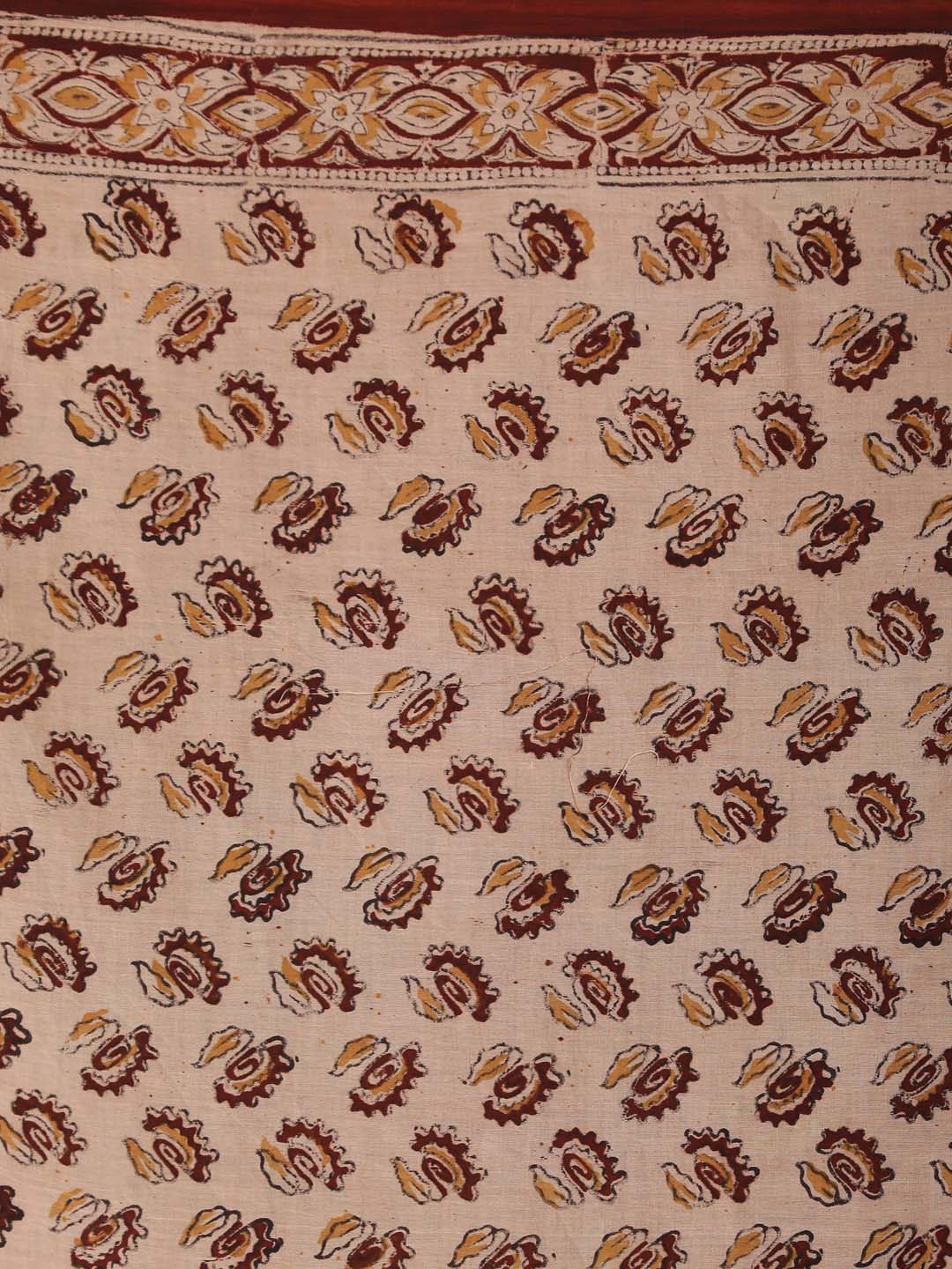 Indethnic Kalamkari Handblock Mulmul Cotton Saree - Saree Detail View