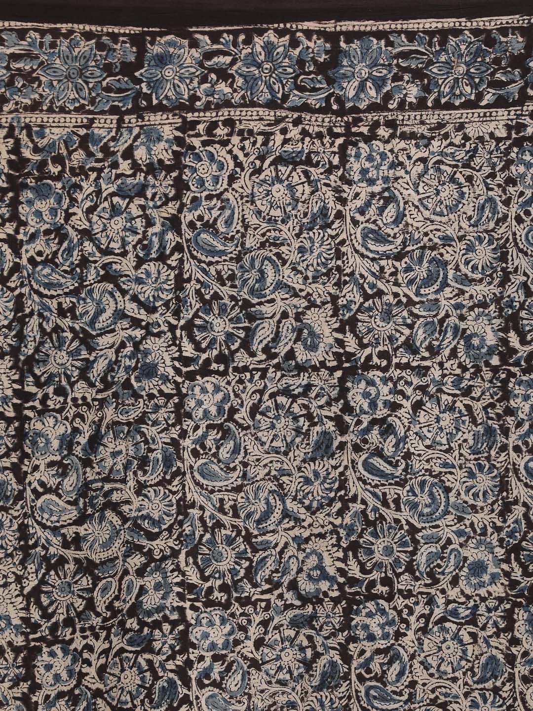 Indethnic Kalamkari Handblock Mulmul Cotton Saree - Saree Detail View