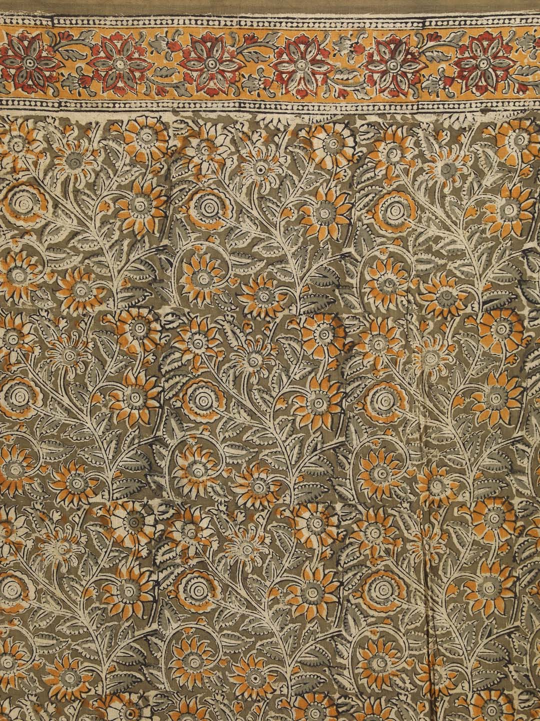 Indethnic Kalamkari Handblock Mulmul Cotton Saree - Saree Detail View