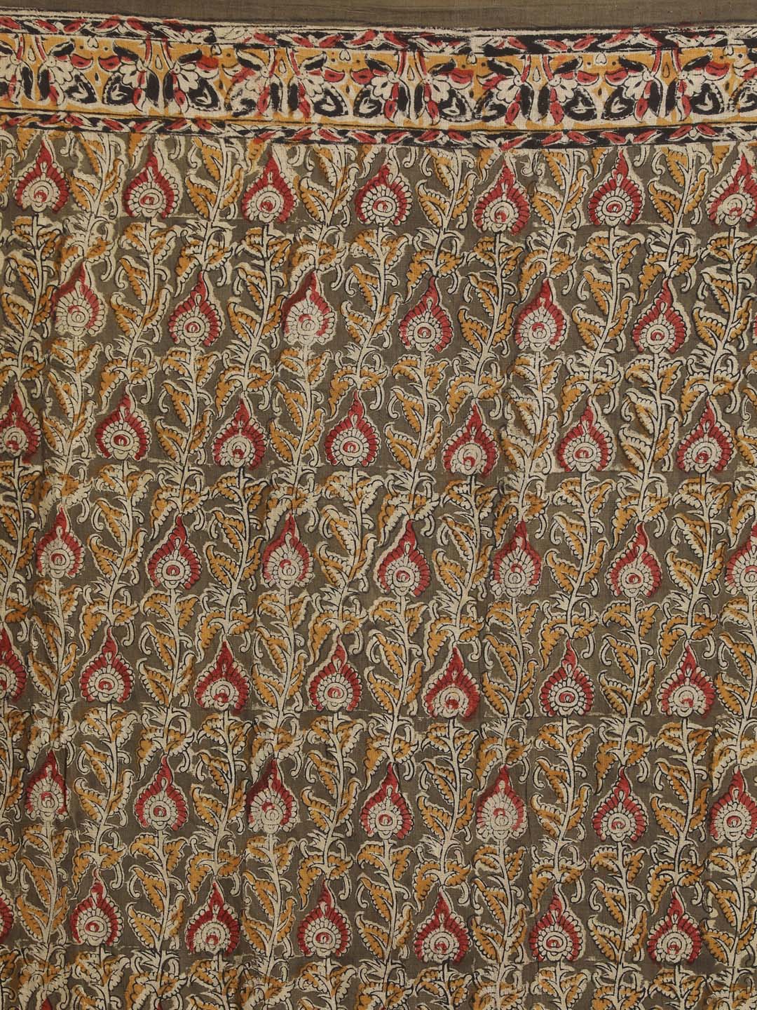 Indethnic Kalamkari Handblock Mulmul Cotton Saree - Saree Detail View