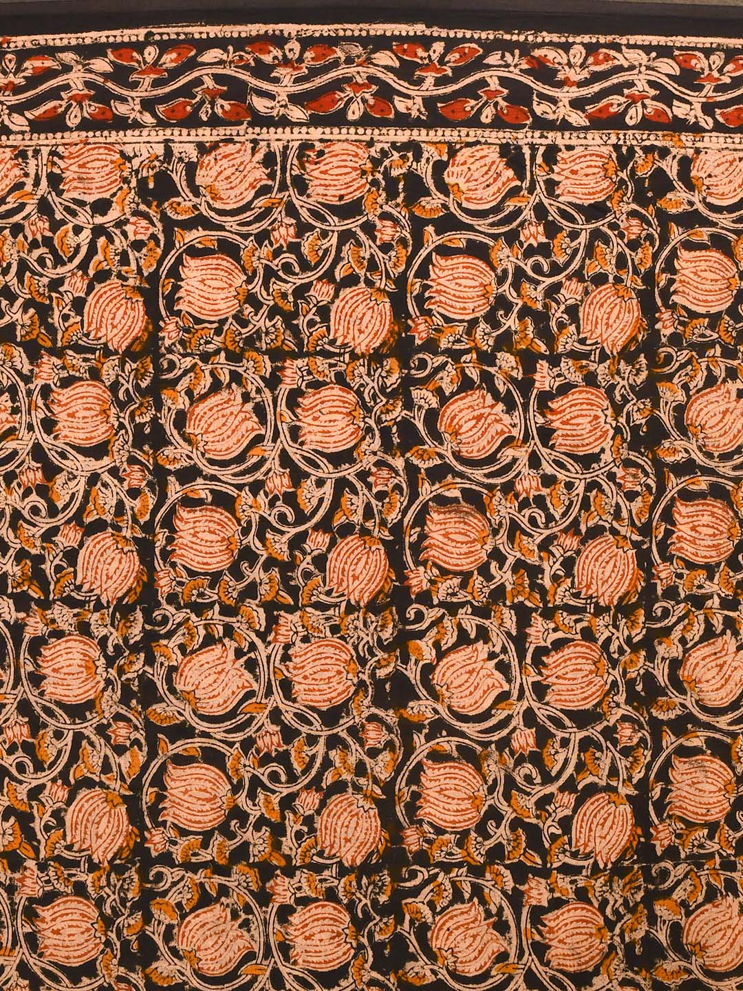 MIDNIGHT FLORAL GRACE (KALAMKARI 100% PURE COTTON SAREE)