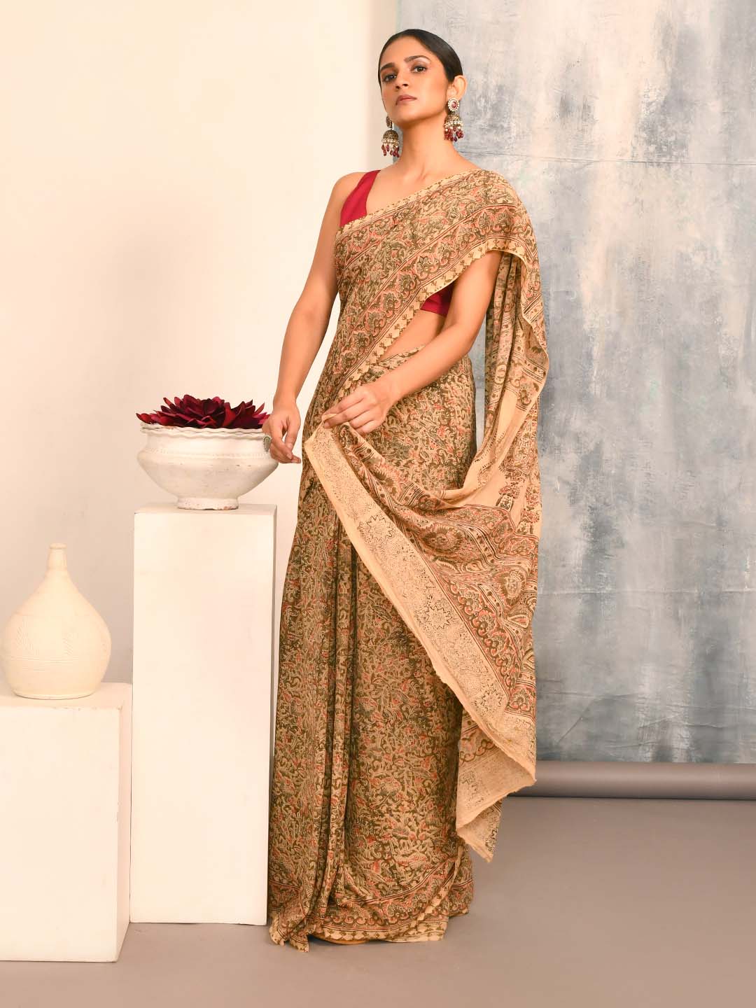 BOTANICAL BEAUTY (KALAMKARI 100% PURE COTTON SAREE)