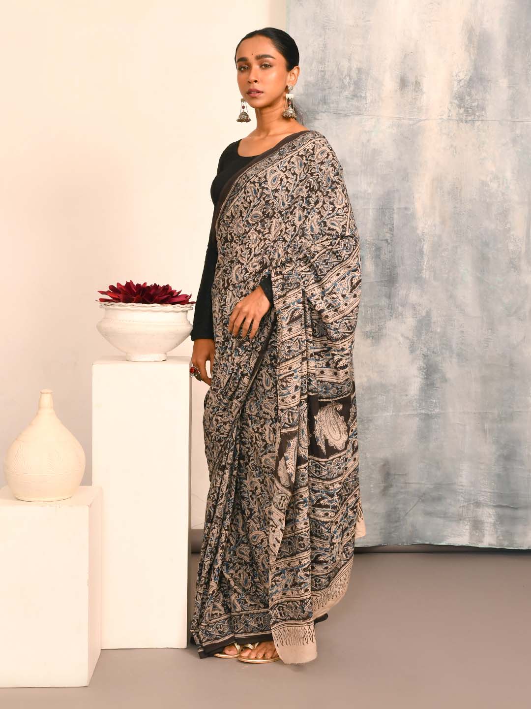 KRUSHNAKAPOT VYAST (KALAMKARI 100% PURE COTTON SAREE)