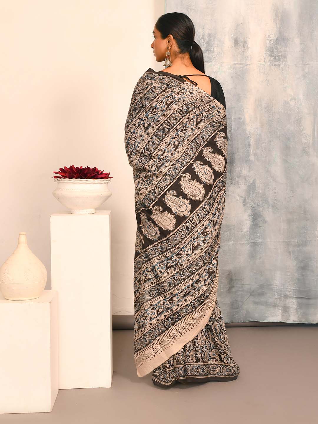 KRUSHNAKAPOT VYAST (KALAMKARI 100% PURE COTTON SAREE)