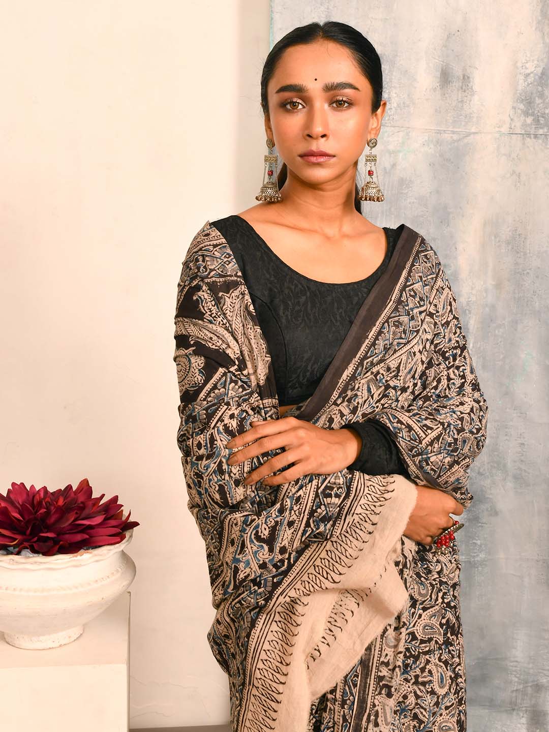 KRUSHNAKAPOT VYAST (KALAMKARI 100% PURE COTTON SAREE)