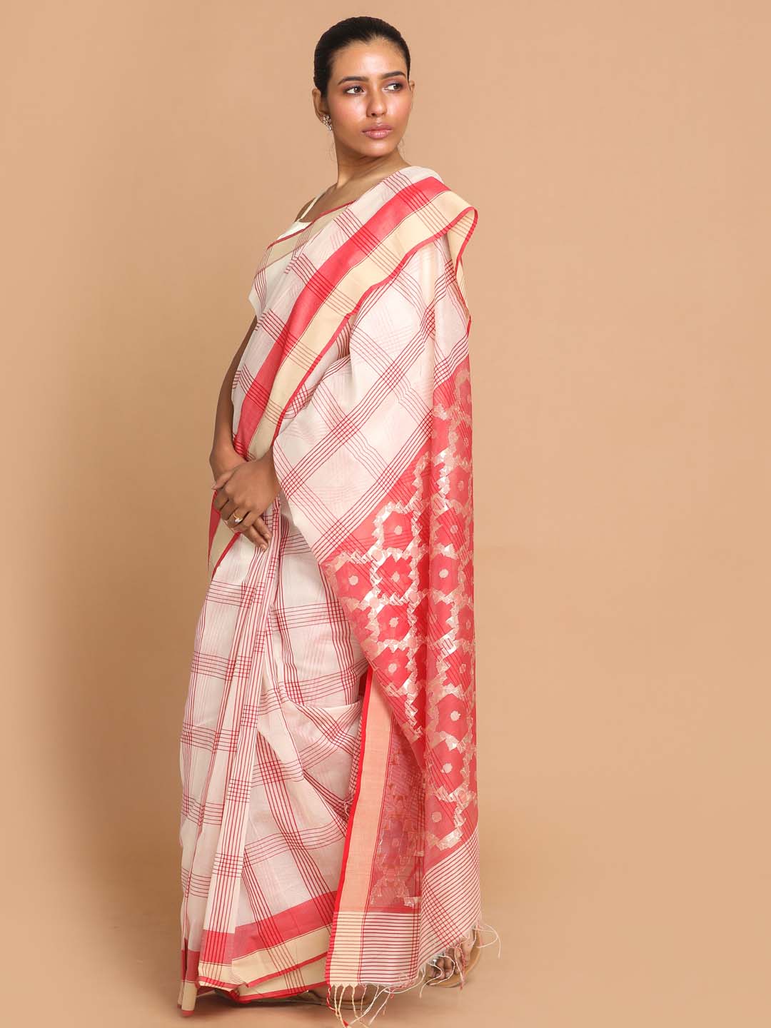 Indethnic Chanderi Handloom Silk Cotton Saree - View 2