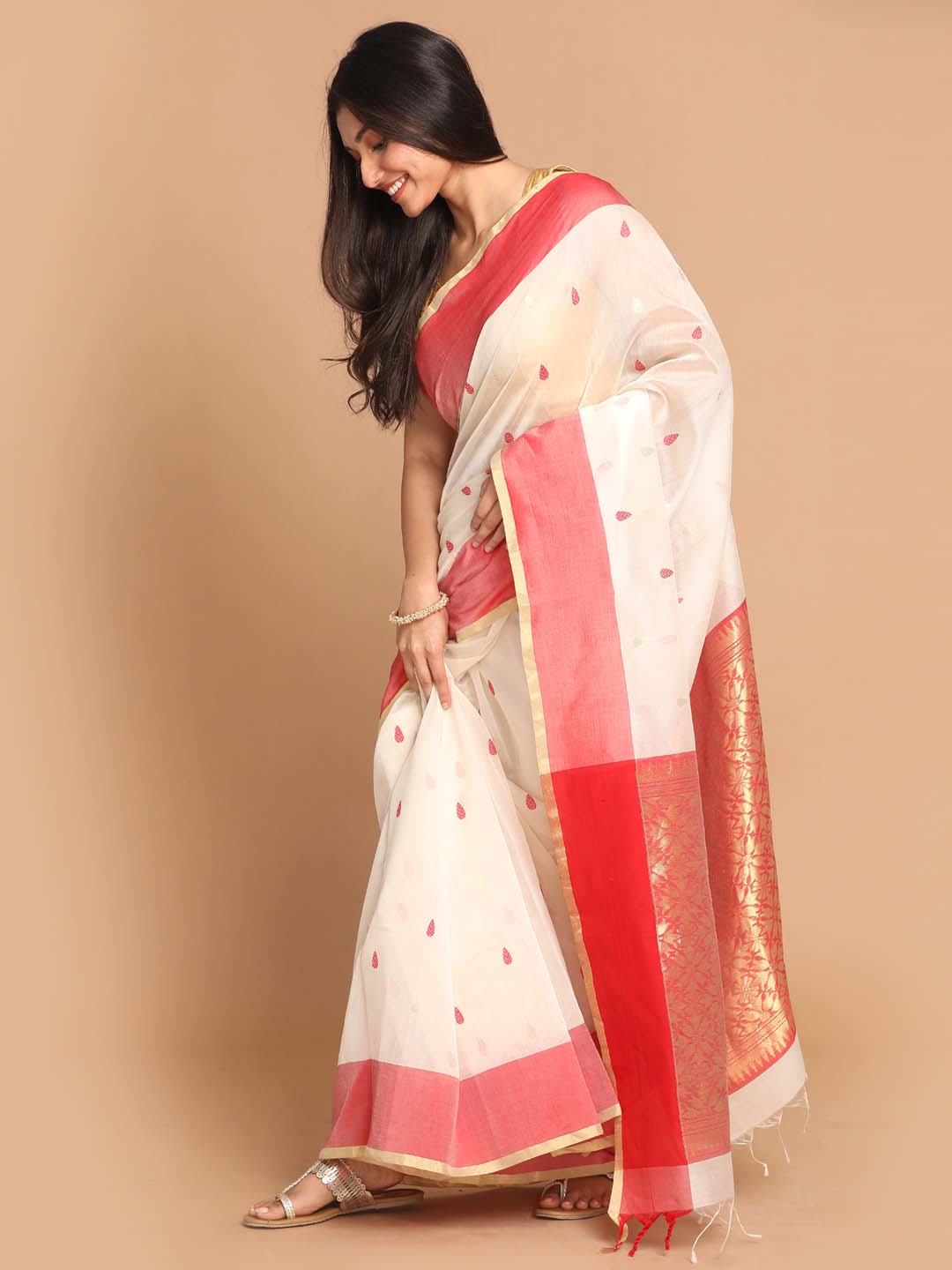 Indethnic Chanderi Handloom Silk Cotton Saree - View 2