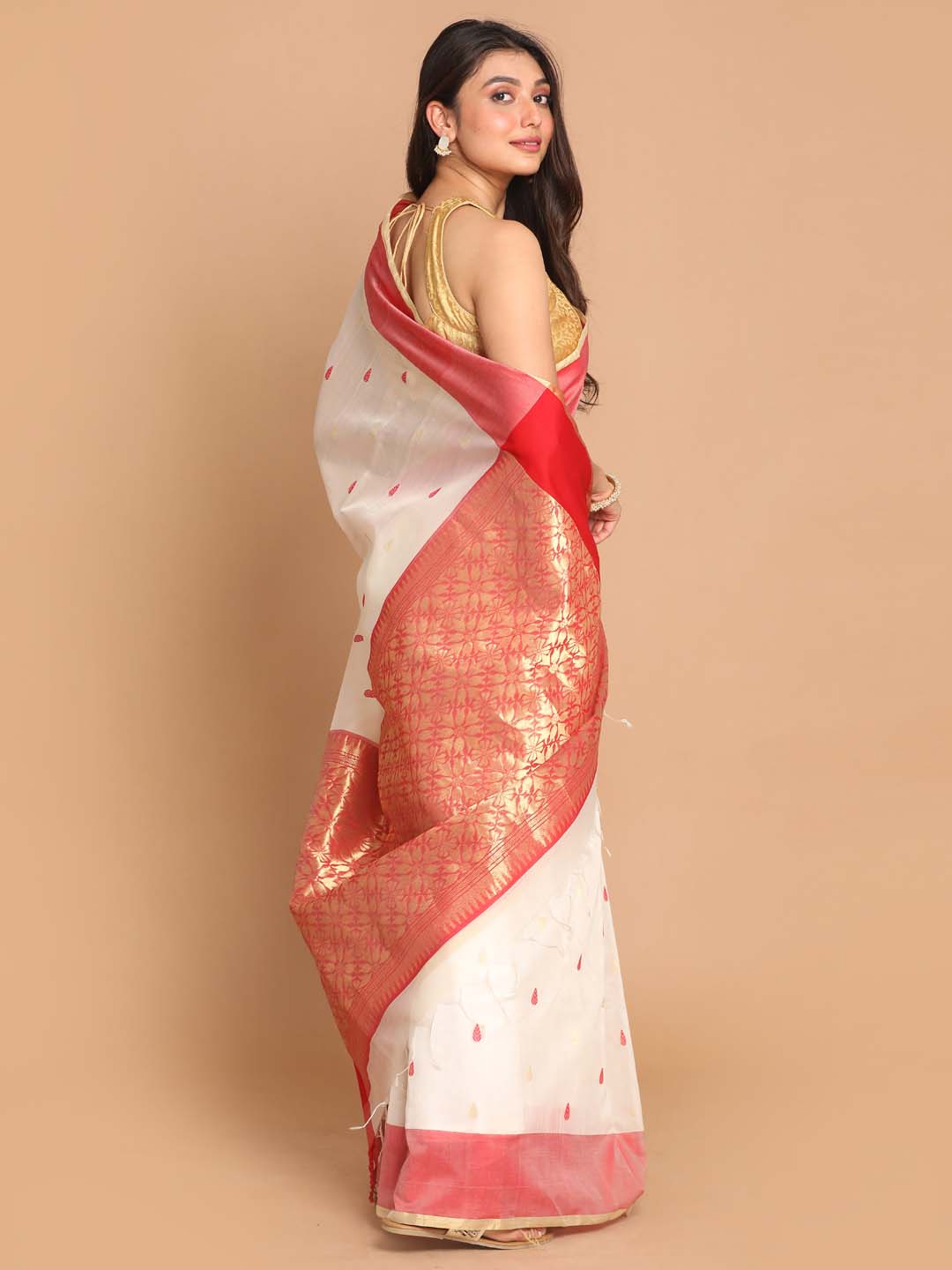 Indethnic Chanderi Handloom Silk Cotton Saree - View 3