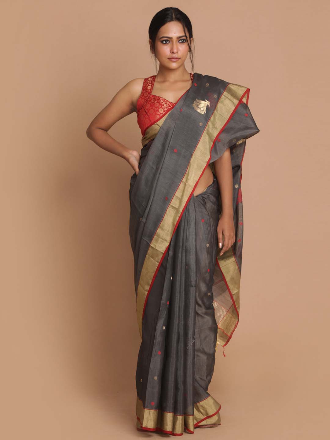 Indethnic Chanderi Handloom Silk Cotton Saree - View 1