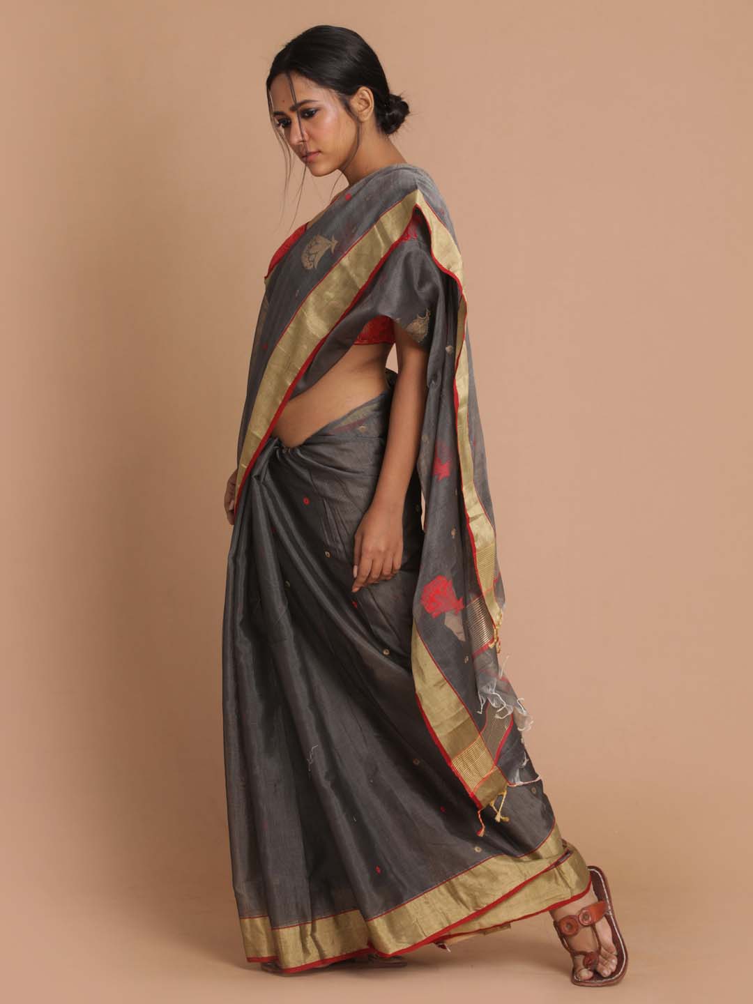 Indethnic Chanderi Handloom Silk Cotton Saree - View 2