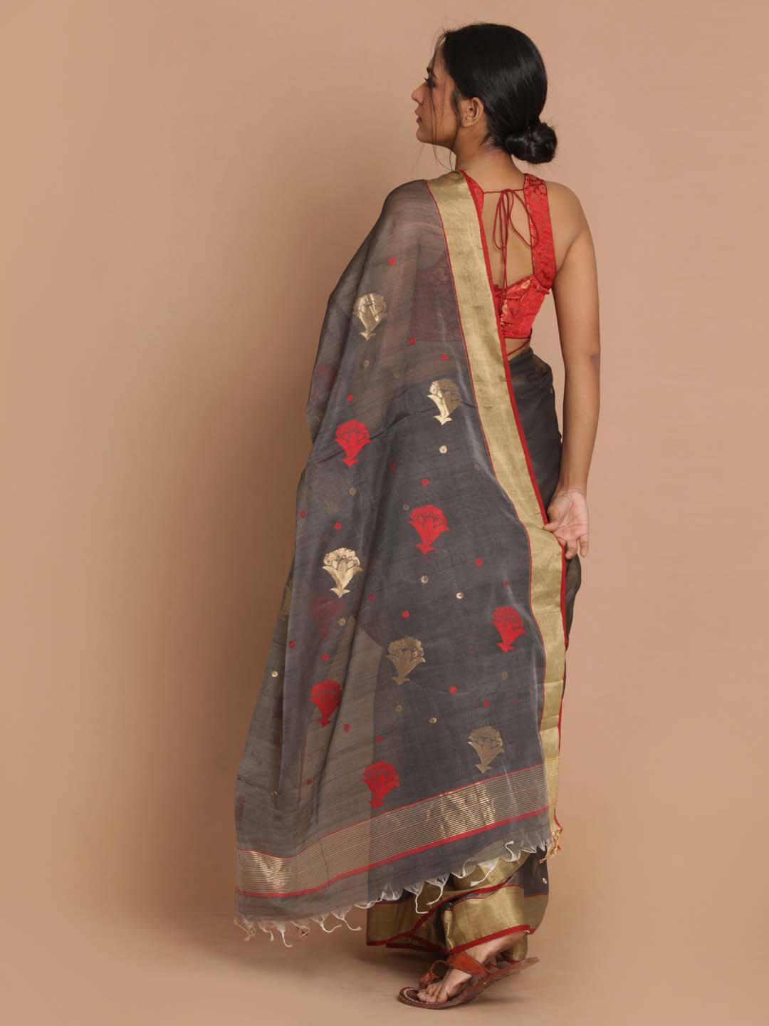 Indethnic Chanderi Handloom Silk Cotton Saree - View 3