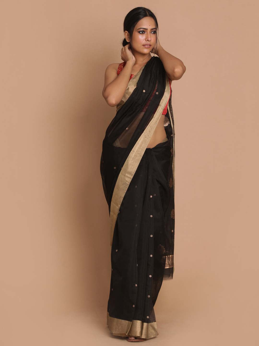 Indethnic Chanderi Handloom Silk Cotton Saree - View 1