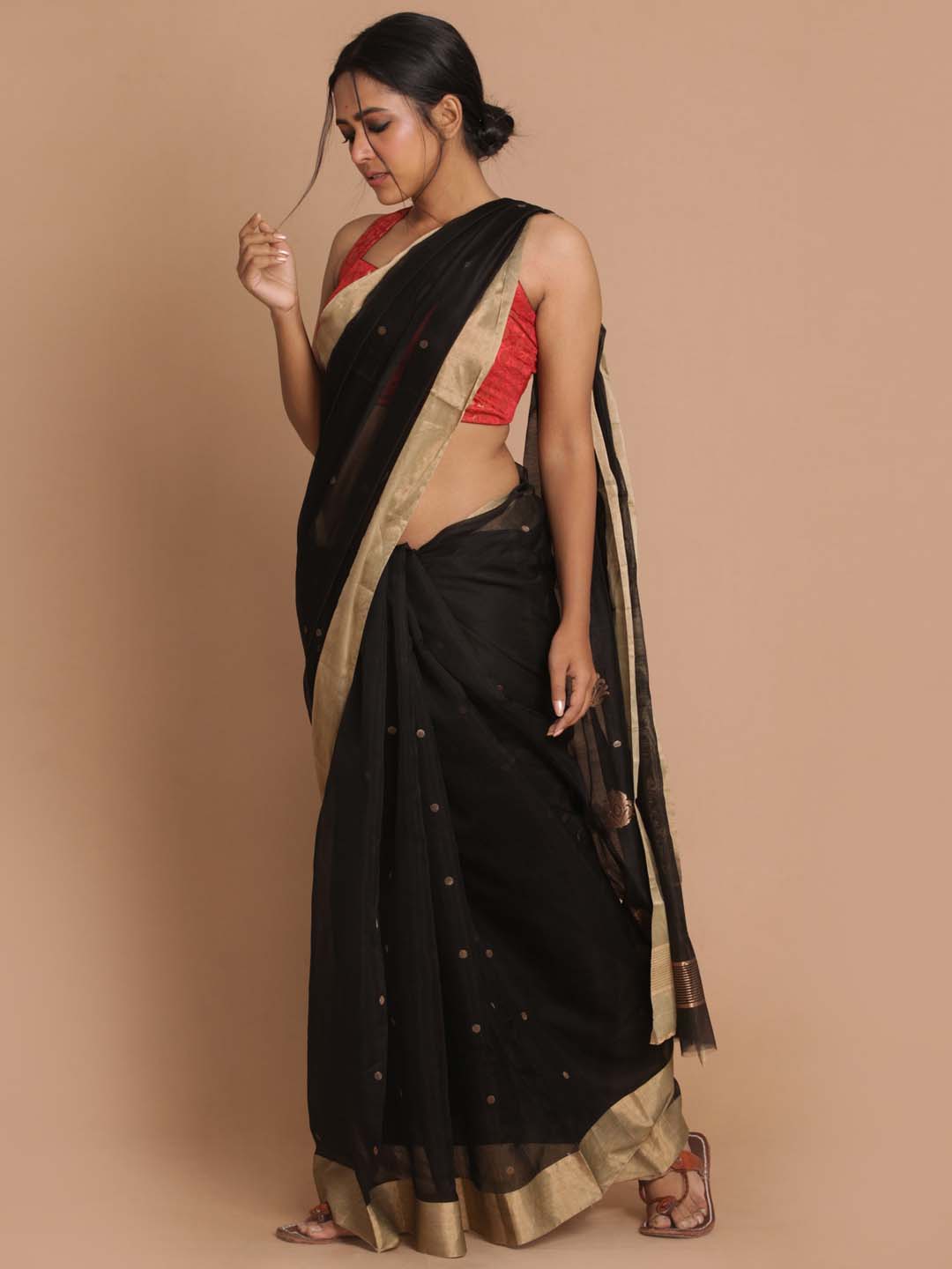 Indethnic Chanderi Handloom Silk Cotton Saree - View 2