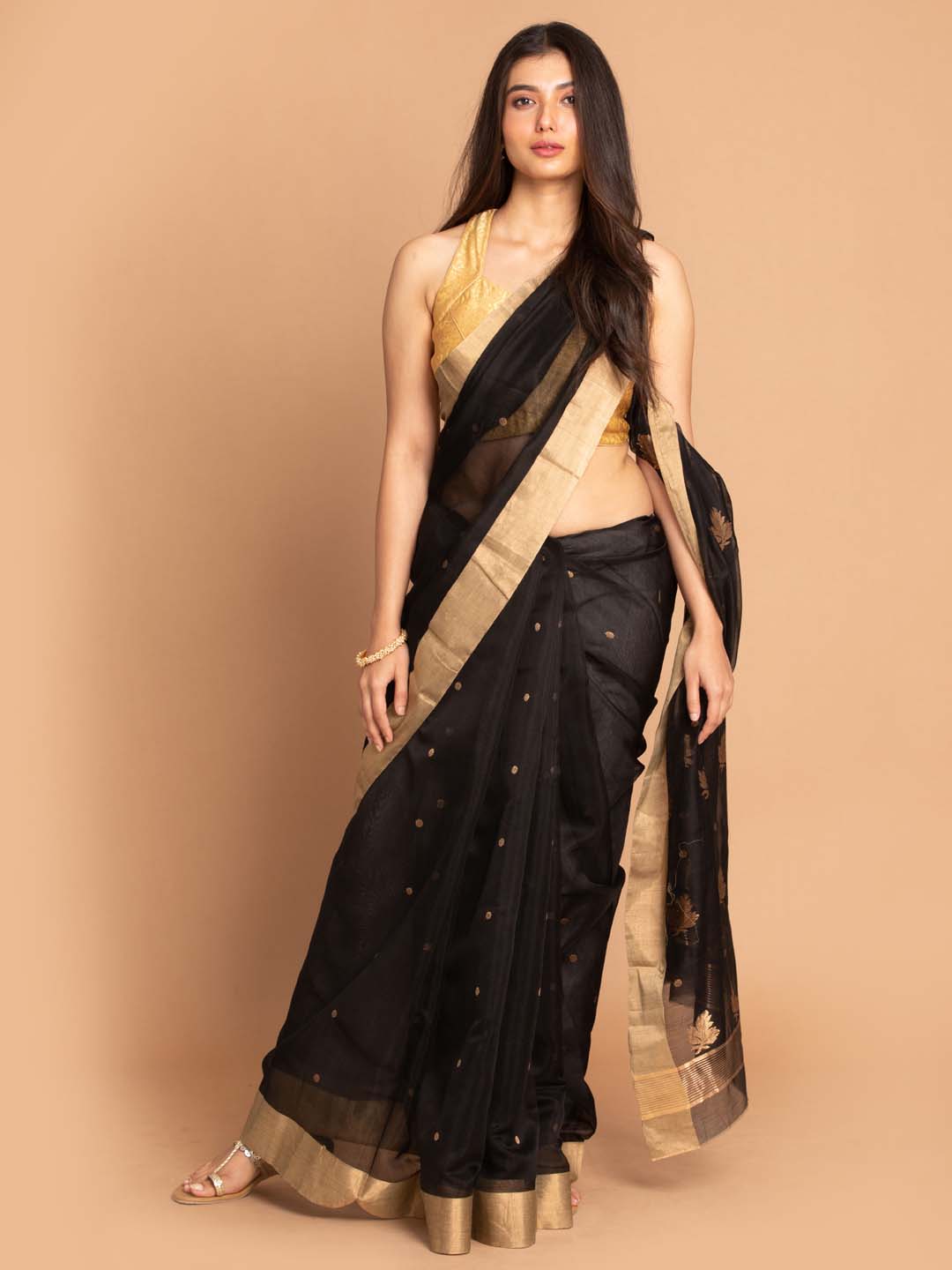 Indethnic Chanderi Handloom Silk Cotton Saree - View 1