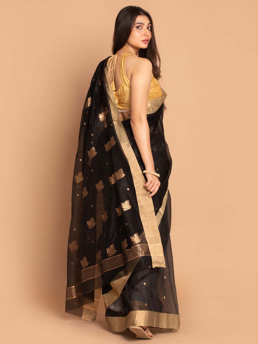 Indethnic Chanderi Handloom Silk Cotton Saree - View 3