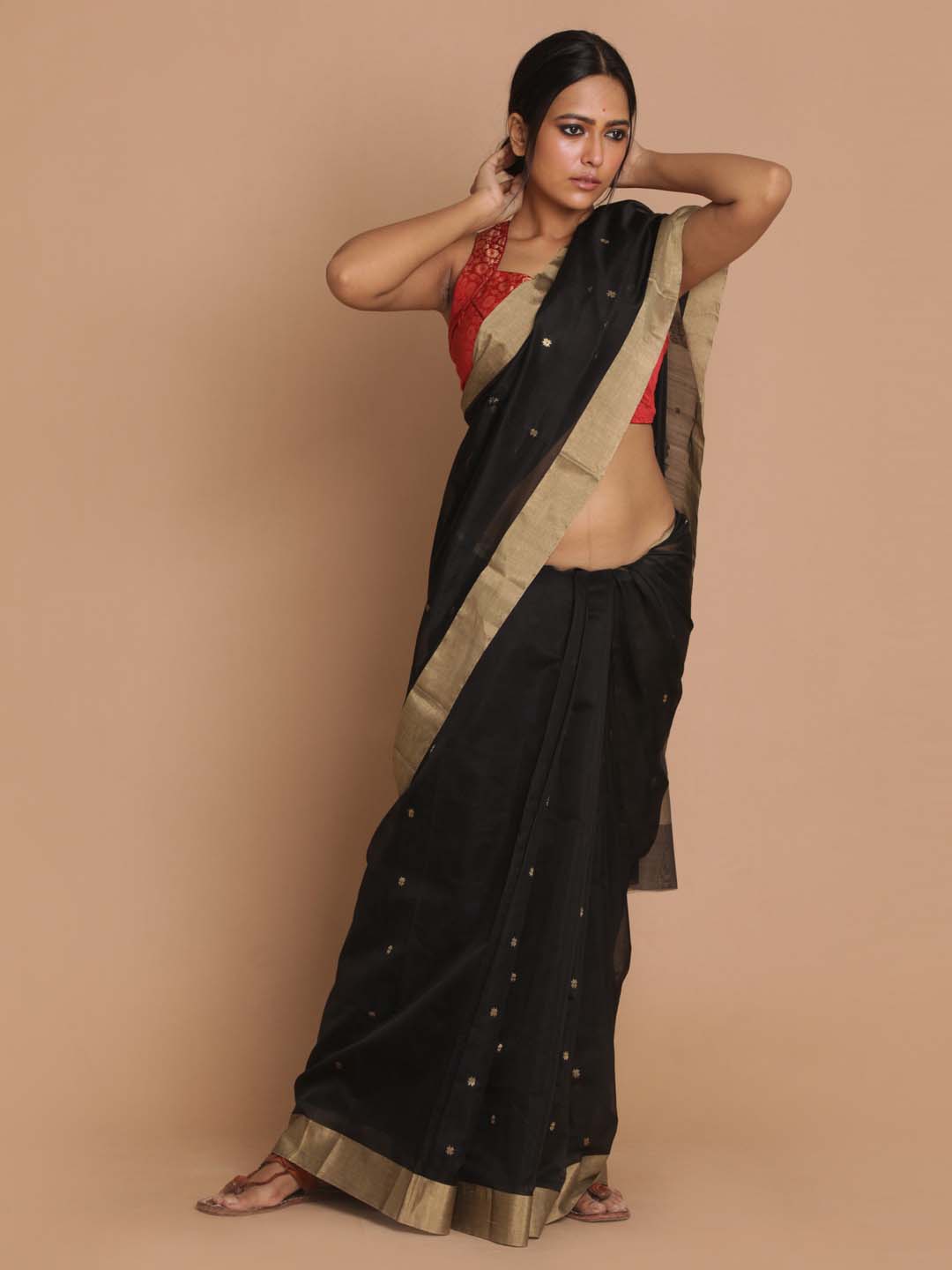 Indethnic Chanderi Handloom Silk Cotton Saree - View 1