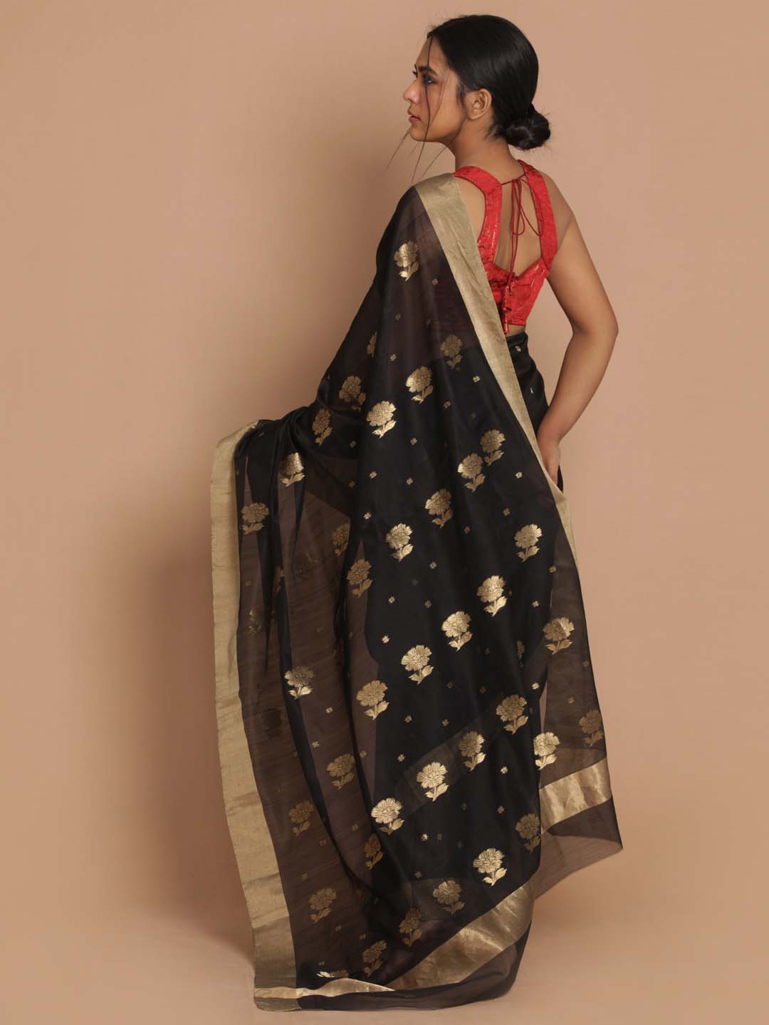 Indethnic Chanderi Handloom Silk Cotton Saree - View 3