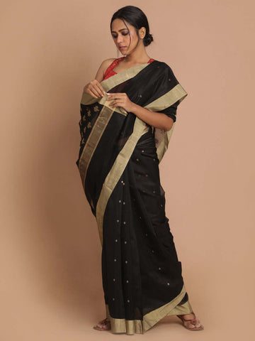 BLACK SITARE (CHANDERI SILK COTTON SAREE)