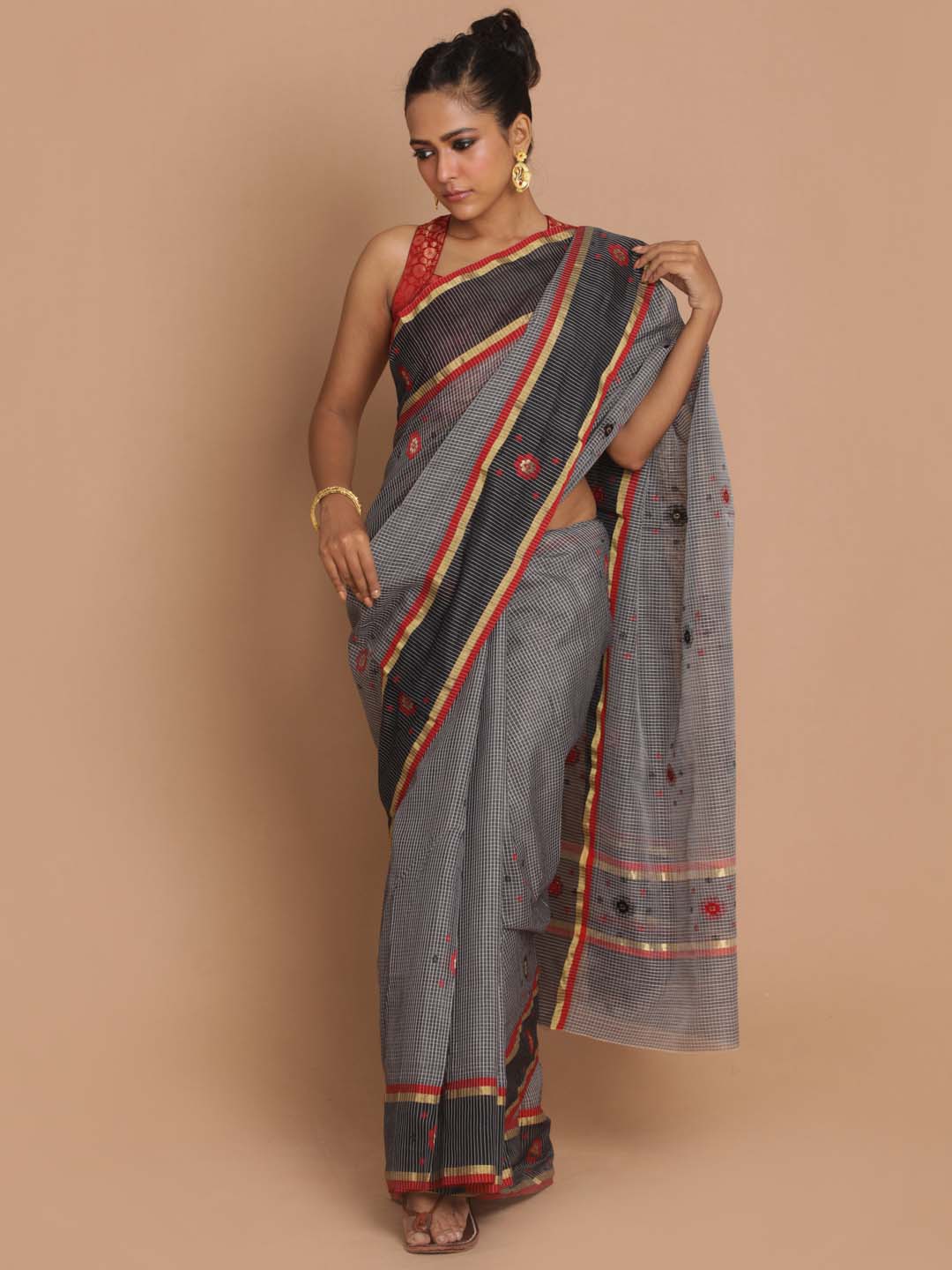 Indethnic Chanderi Handloom Silk Cotton Saree - View 1