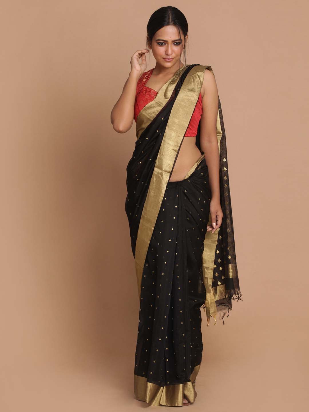 Indethnic Chanderi Handloom Silk Cotton Saree - View 1