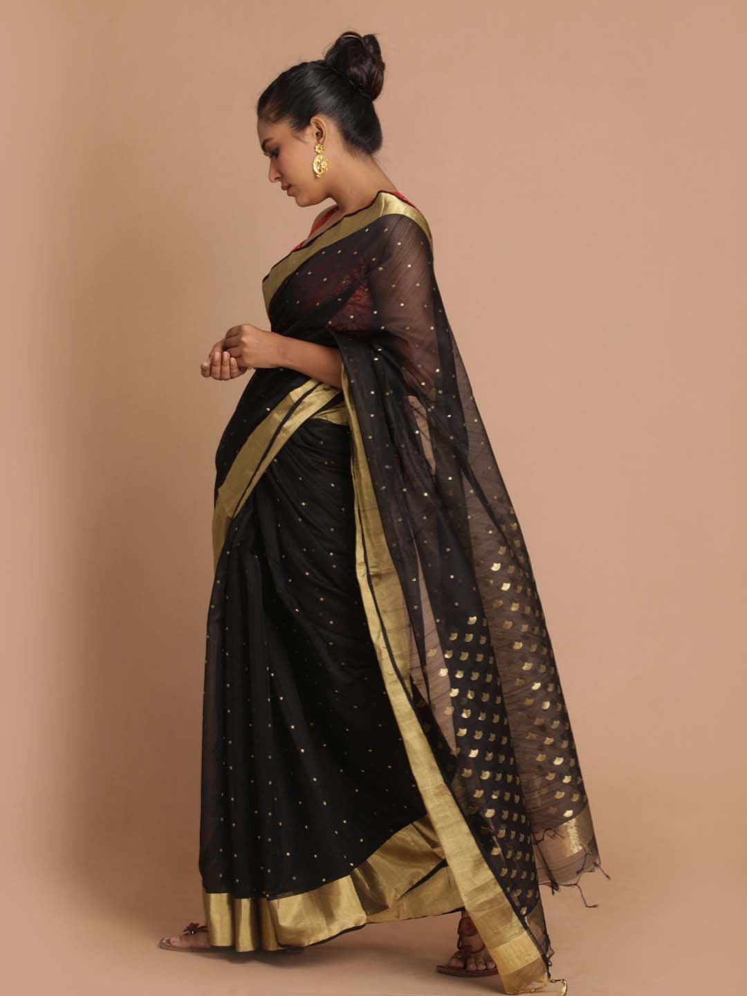 Indethnic Chanderi Handloom Silk Cotton Saree - View 2